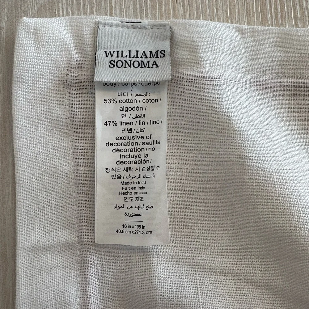 LAST CHANCE Williams Sonoma Cream Linen-Cotton Blend Fabric Runner